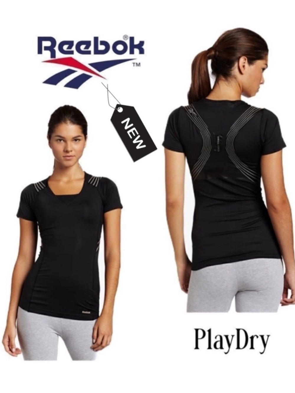 Reebok Women's sz Large Black easytone Performance Top